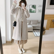 Áo len lông nhung giả xương cá sấu họa tiết nữ mùa thu và mùa đông dài Phần phiên bản Hàn Quốc của búp bê Chic ve áo ấm dày