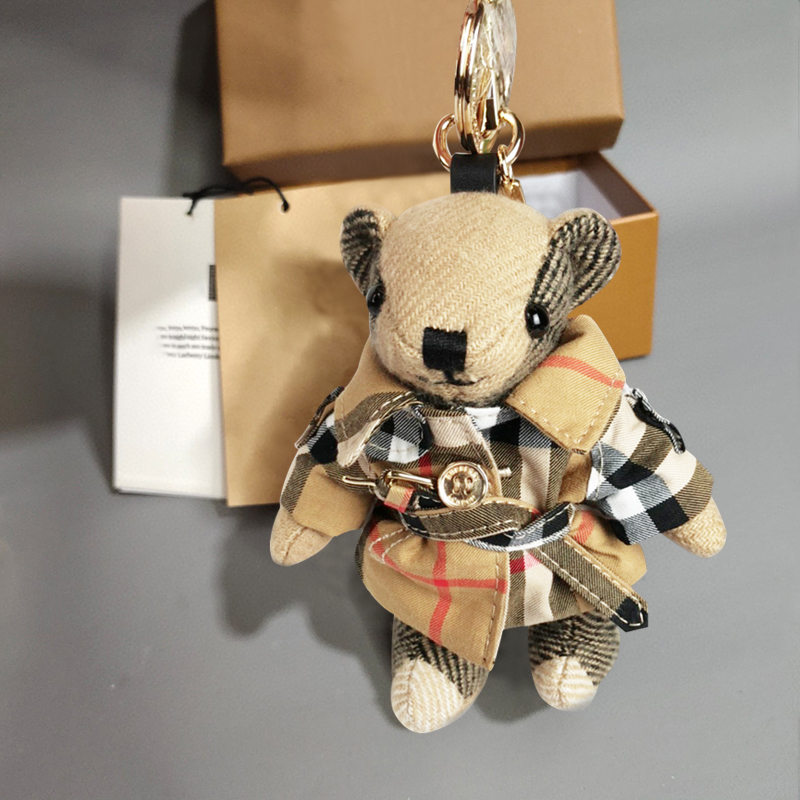 Plaid WindbreakerBear Pendant Bear Bag Pendant Key buckle Hanging decoration originality automobile Key chain lovely personality teddy bear