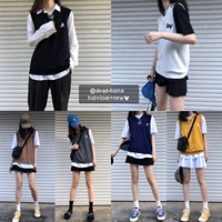 Hàn Quốc xếp chồng ulzzang với mát gió đại học chữ lỏng v-cổ dệt kim vest nữ áo kiểu nữ đẹp