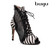 Burju*Ti-Anterous Zebra на высоких каблуках джазовые ботинки, высокие каблуки, латинские танцевальные туфли