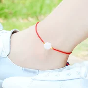 Đầm đỏ dây đào màu trắng ngọc bích vòng chân nữ phiên bản Hàn Quốc của chàng sinh viên giản dị Mori 2018 mới thời trang dây chuyền mắt cá chân gợi cảm