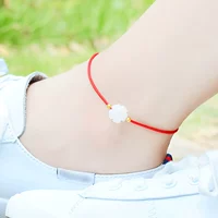 Đầm đỏ dây đào màu trắng ngọc bích vòng chân nữ phiên bản Hàn Quốc của chàng sinh viên giản dị Mori 2018 mới thời trang dây chuyền mắt cá chân gợi cảm lắc chân nữ bạc ta