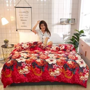 Flannel quilt cover đơn mảnh mùa đông trẻ em ông già tốc độ ấm 1,5m 1,8 2 mét dày san hô chăn