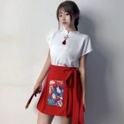 Cô gái Tim Retro Sinh Viên Đặt Xia Li Cổ Áo Sơ Mi Ren Váy Hai mảnh ulzzang Phụ Nữ Mới
