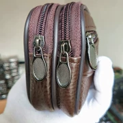 Đa năng đa chức năng túi da hai lớp 5,5 inch 5,7 inch 6 inch da ba dây kéo túi đeo dây đeo nam