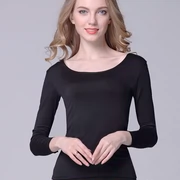 Phương thức siêu mỏng lớn vòng cổ bông của phụ nữ đồ lót nhiệt mảnh duy nhất thấp cổ áo sơ mi mùa thu quần áo đáy áo