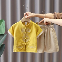 Летняя одежда, нарукавники, комплект, детское тонкое летнее ханьфу, короткий рукав, коллекция 2023, китайский стиль, из хлопка и льна