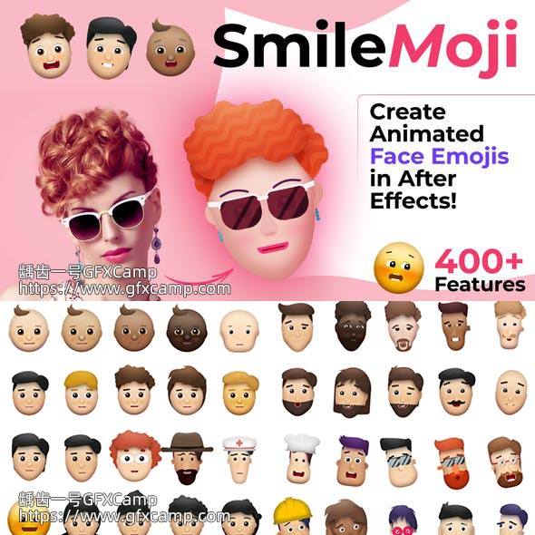 AE模板 卡通人物头像表情说话口型MG动画-天天素材网