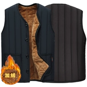 Áo vest ngắn tay nam bên ngoài không có cổ áo cộng với áo nhung nhung ông lớn béo mặc vest cotton nhỏ 4XL thu đông