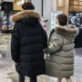 Áo khoác cotton nam mùa đông dài phiên bản Hàn Quốc của cotton dày mùa đông xu hướng cotton tua rua cặp lông cổ áo lông áo khoác jean nam