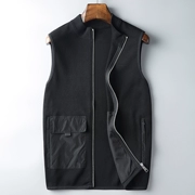 Mùa thu mới vest cao cấp thoải mái dệt kim vải dệt kim nam đứng lên mỏng đan vest vest nam