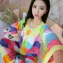 Đồ ngủ Trăng Trẻ Em Cotton Lụa Mùa Xuân và Mùa Thu Mian Lụa Mỏng Dài Tay Áo của Phụ Nữ Mùa Hè Nhân Tạo Bông Tăng Nhà Trang Trí Nội Thất bộ đồ ngủ