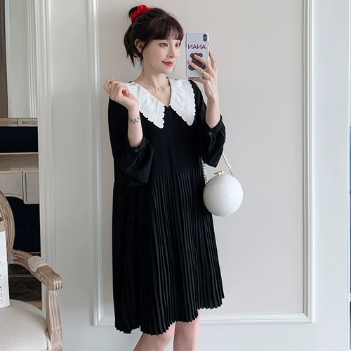 Весенняя модная длинная кукла для матери и ребенка для беременных, платье, в западном стиле, кукольный воротник, средней длины