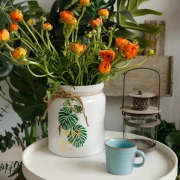 INS phong cách trắng sứ nồi monstera flamingo hoa chậu nước văn hóa hoa bình trang trí nội thất - Vase / Bồn hoa & Kệ