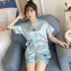 Bộ đồ ngủ kimono nữ mùa hè băng lụa mỏng Phần lụa Hàn Quốc ngắn tay phù hợp với sinh viên tươi phục vụ tại nhà - Nam giới
