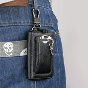 Da chìa khóa xe túi công suất lớn dây kéo túi người đàn ông và phụ nữ thời trang eo treo da túi chìa khóa vài gói thẻ thủy triều