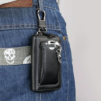 Da chìa khóa xe túi công suất lớn dây kéo túi người đàn ông và phụ nữ thời trang eo treo da túi chìa khóa vài gói thẻ thủy triều ví móc chìa khóa nữ dễ thương