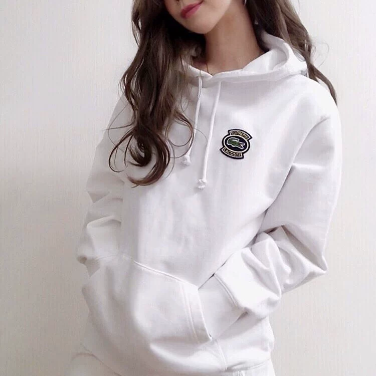 [现货 Supreme 18SS Lacoste Hooded Sweatshirt 鳄鱼联名帽衫]