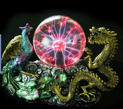 Дракон и Феникс Ченгсин Смола Ремесла ионное мяч Светящий шарик Молния мяч Электростатический шарик Хрустальный шарик Магический мяч День рождения подарок на день рождения