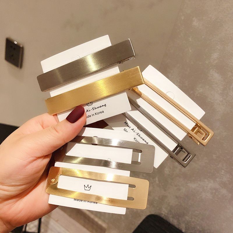 กิ๊บติดผมโลหะเรียบง่ายสไตล์เกาหลี กิ๊บติดผมบีบี