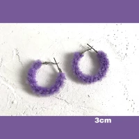 Плюшевые серьги 3см фиолетового цвета