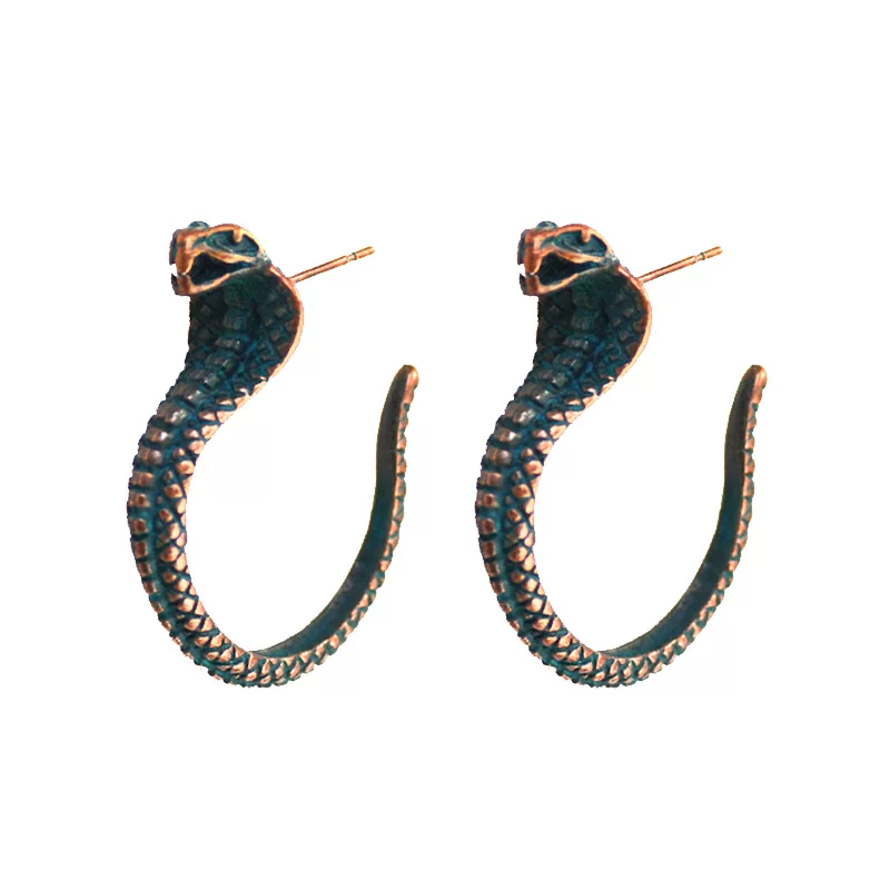Snake Earring ladies个性夸张长版蛇纹蛇耳针耳环饰серьги