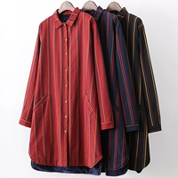 Демисезонная длинная рубашка, куртка, топ, 2020, в корейском стиле, средней длины, длина макси