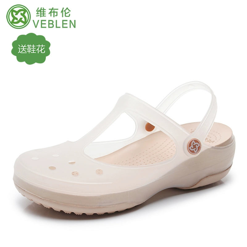 veblen mùa hè mới giày lỗ dép của phụ nữ và dép đi trong nhà bên ngoài mang dày dép đi biển Baotou mềm phiên bản giày Hàn Quốc 