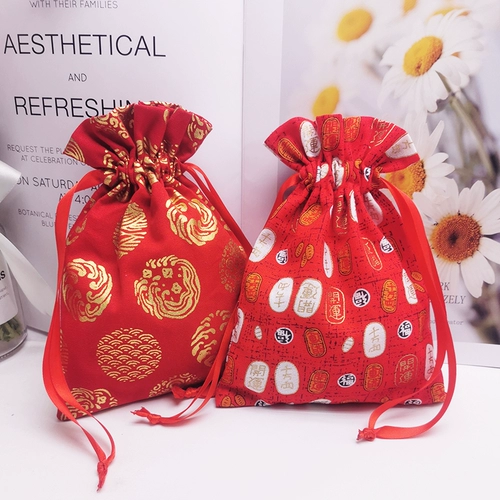 Тканевый мешок, браслет, ювелирное украшение, праздничнная сумка для ювелирных украшений, красный мешочек, из хлопка и льна, подарок на день рождения