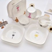 Bộ bát đĩa nhà 4 người Châu Âu đơn giản bộ đồ ăn bằng gốm kết hợp tấm Nhật Bản - Đồ ăn tối