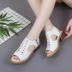 2018 cao su mới của Hàn Quốc thời trang gót thấp dày với mở ngón chân dép nữ dây kéo giản dị gót thấp dày với dép phụ nữ Sandal