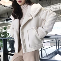 Áo khoác nữ sinh viên Mori 2018 thu đông phiên bản Hàn Quốc của gió lười hoang dã ngắn phần dày áo khoác lông cừu dài tay áo khoác thun nữ