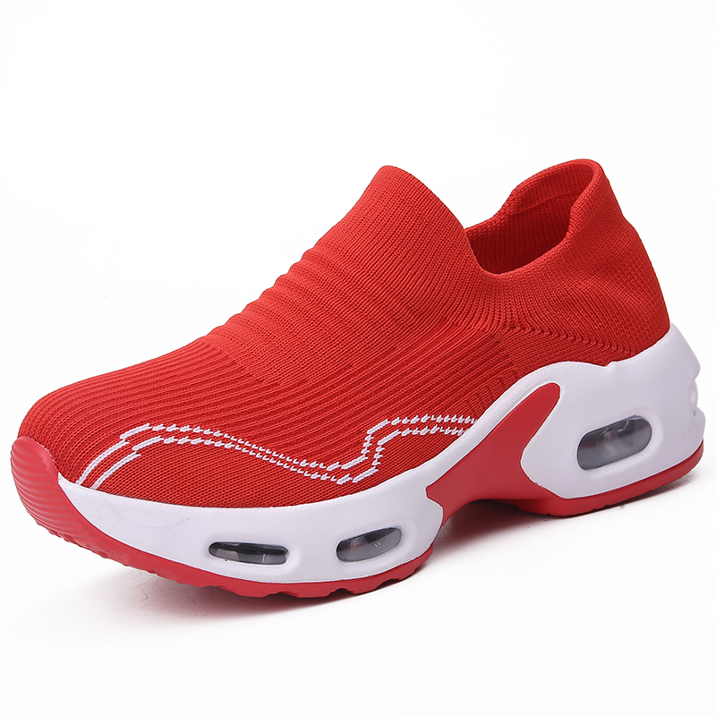 2099 Red Socks And ShoesSpring and summer light Socks elastic force Lazy shoes female air cushion increase Hiking shoes black leisure time work Cloth shoes Mom shoes