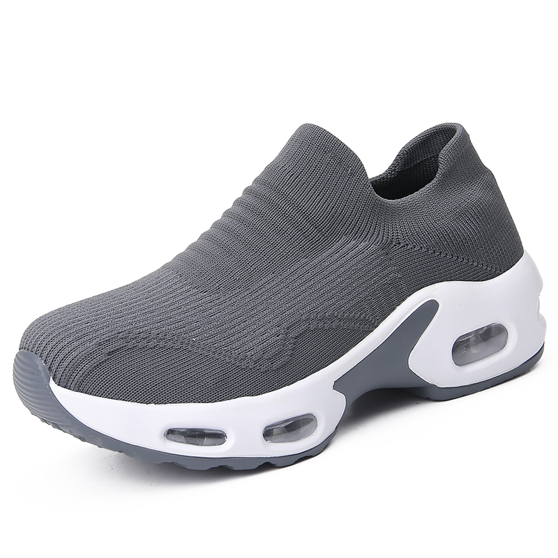 2099 Dark Grey Socks And ShoesSpring and summer light Socks elastic force Lazy shoes female air cushion increase Hiking shoes black leisure time work Cloth shoes Mom shoes