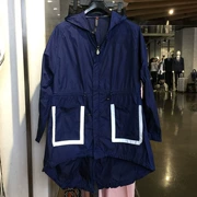 Weijia thương hiệu nam màu xanh đậm trùm đầu ngắn áo gió ngắn giá 1680 kem chống nắng quần áo mỏng