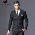 Rich Birds Sọc Suit Nam giới Ba mảnh Thanh niên Hàn Quốc Slim Kết hôn Bộ đồ công sở Anh - Suit phù hợp bộ vest nam Suit phù hợp