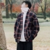 Mùa xuân và mùa thu mới màu sắc tương phản kẻ sọc V-Cổ áo len nam xu hướng cardigan coat Hàn Quốc phiên bản của lỏng vai áo len Cardigan