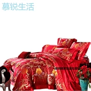 bộ đồ giường lụa Liu Jiantao hôn nhân lễ kỷ niệm rộng 100 tằm tơ chăn gối giường đỏ - Bộ đồ giường trẻ em
