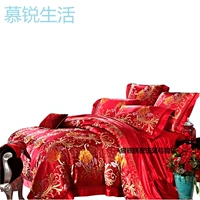 bộ đồ giường lụa Liu Jiantao hôn nhân lễ kỷ niệm rộng 100 tằm tơ chăn gối giường đỏ - Bộ đồ giường trẻ em 	bộ chăn ga gối đệm cho bé gái