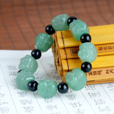 Украшения на руку 绿东陵玉手串弥勒佛男女款16*17mm玉石单圈雕刻手链串珠真玉手链