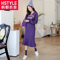 Quần áo Handu 2019 Phụ nữ Hàn Quốc mùa thu cổ chữ V dài tay thắt eo một chữ cộng với váy nhung EK8692 - A-Line Váy mẫu váy xòe 2020