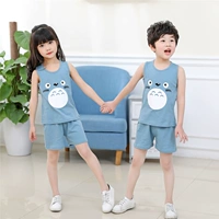 Trẻ em mùa hè cotton không tay vest phù hợp với chàng trai và cô gái quần short bé trẻ em của dịch vụ nhà 2 bộ đồ trẻ em