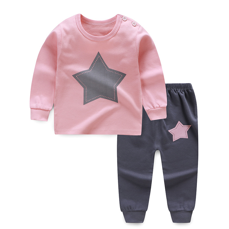 Rose Redchildren Autumn clothes suit pure cotton Spring and Autumn Children's wear men and women baby Children Autumn clothes Autumn trousers baby pajamas leisure wear