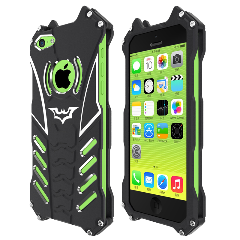 R-Just Batman Shockproof Aluminum Shell Metal Case with Custom Stent for Apple iPhone SE/5S/5/5C
