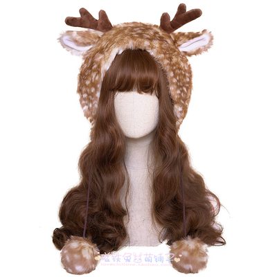 taobao agent Free shipping original deer Christmas lolita plush deer pattern long -angled warm leather carrant lupine hats