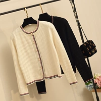 Осенний трикотажный короткий кардиган, жакет, подходит с юбкой, свитер, куртка, коллекция 2021, в стиле Шанель