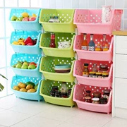 Cửa hàng bách hóa Tân Cương Giỏ lưu trữ nhà bếp Giỏ có thể xếp chồng lên nhau Hộp lưu trữ Hoàn thiện nhiều lớp rau trái cây Giỏ nhựa - Trang chủ