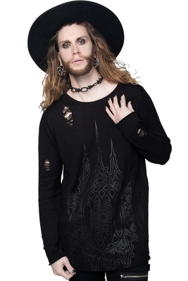 taobao agent Love Making · Killstar Gothic Black Couple Broken Cave Autumn Long -sleeved Loose Sweater Knit