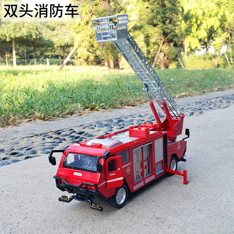 Kaidiwei 1:50 hợp kim hai đầu xe cứu hỏa mô phỏng kim loại 119 cứu hộ thang mô hình xe đồ chơi trang trí xe - Chế độ tĩnh