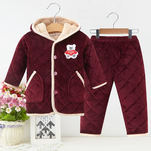 Детская куртка, стеганый комплект, бархатный кварц, зимняя пижама для мальчиков и девочек, увеличенная толщина